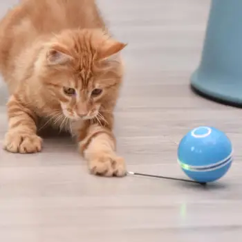 Smart Cat Interactive Toy USB Self Rotating Ball With Catnip Colorful LED Light Pet Playing odpinany zabawka z piór dzwony