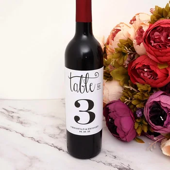 Spersonalizowane etykiety do butelek wina etykiety wina opakowania DIY dekoracji butelki nazwę użytkownika i data numer stołu na wesele wystrój