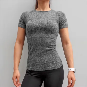 Sportowy top fitness kobiety, sport, joga koszula z krótkim rękawem elastyczna solidny trening trening jogging t-shirt Jersey damska odzież sportowa