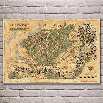Starożytna mapa stary fantazja ozdoba salonu home art decor drewniana ramka tkanina plakat KJ509