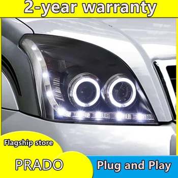 Stylizacja samochodu etui do Toyota Prado reflektory 2004-2009 reflektory led DRL Hid Head Lamp Angel Eye Bi Xenon Beam akcesoria
