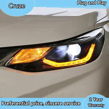 Stylizacja samochodu głowy lampa do Chevrolet Cruze reflektory 2017 reflektory led podwójne U led drl H7 hid bi-ksenonowych soczewki mijania