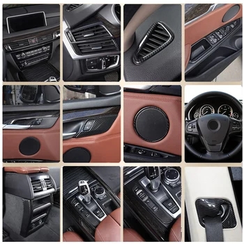Stylizacji samochodów wnętrze przyciski na panelu ramki ozdoby samochodowe pokrowce naklejki wykończenie do BMW X5 X6 F15 F16 włókna węglowego akcesoria samochodowe