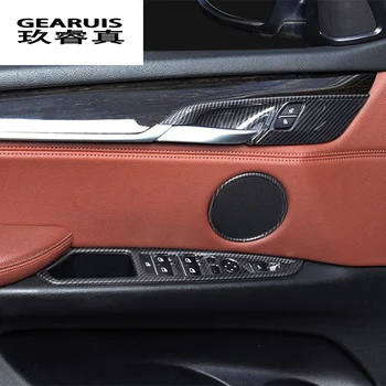 Stylizacji samochodów wnętrze przyciski na panelu ramki ozdoby samochodowe pokrowce naklejki wykończenie do BMW X5 X6 F15 F16 włókna węglowego akcesoria samochodowe