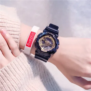 Stylowe męskie damskie zegar cyfrowy Black Rose Gold lover ' s Watch LED 5ATM wodoodporny modny szkolny uczeń zegarek sportowy zegarek prezent