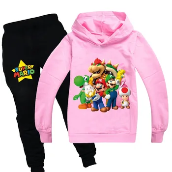 Super Mario 2020 nowy wiosenno-jesienny strój sportowy dla chłopców dziecięcy t-shirt z długim rękawem spodnie sportowe odzież Dziecięca zestawy dziecięce dresy