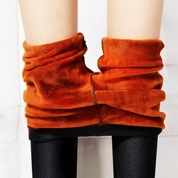 SVOKOR Winter Plus aksamitne legginsy ocieplane spodnie z wysokim stanem gładkie legginsy ciepłe plus size kobiet