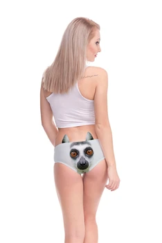 Szary Lemur 3D ładny print uszy bielizna ciekawe majtki dla Pani Hot Sexy bielizna stringi majtki