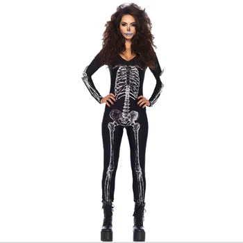 Szkielet Halloween kostium dla kobiet straszny czaszki czarownica horror seksowny kombinezon wampir zombie cosplay duch karnawał impreza fantazji