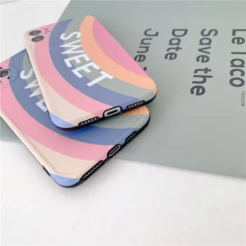 Słodki Rainbow miękki futerał dla iphone 12 mini 11 Pro max X Xs Max Xr 8 7 Plus SE 2 2020 Cases Cukierki Kolor Ładny Silicone Phone Co