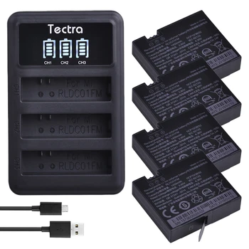 Tectra 4PCS 1450mAh 3.80 V Original Mijia 4k Battery+ LED 3Slots USB Charger for Sport Xiao mi Mi Jia Action Mini Camera battery