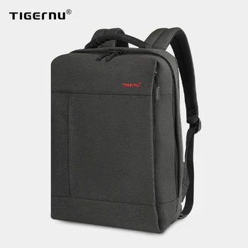 Tigernu marka smukły plecak USB ładowanie mężczyźni 14 15,6-calowy laptop plecak kobiety брызгозащищенный prosty szkolny plecak torba dla nastolatków