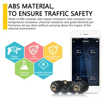 TP630 TPMS Car Bluetooth TPMS Tire Pressure PSI BAR Temperature Alarm System z 4 czujnikami dla IOS dla systemu Android iPhone
