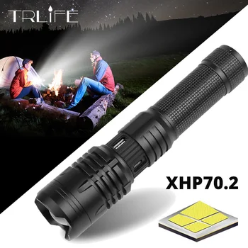 TRLIFE High Power XHP50/70.2 Akumulator latarka led Power Brightness taktyczna latarka USB Torch lampa na kempingu