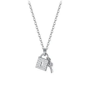 TrustDavis Real 925 srebro mody zamek klucz CZ wisiorek naszyjnik Naszyjnik dla kobiet poprawiny Fine S925 biżuteria DA69