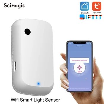 Tuya Smart Home Kit 180°WIFI czujnik światła WiFi czujnik jasności Alexa Google Home Smart Life USB, czujnik oświetlenia, czujnik