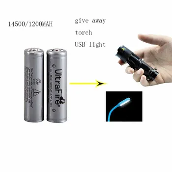UltraFire 14500 3,7 V 1200mAh akumulatory litowe z ProtectionLuz torch USB reading light white light night (2szt)