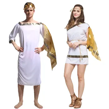 Umorden Adult Grecian Toga Costume Set Men Women Roman Greek God Goddess Kostiumy Halloween Purim Party Mardi Gras Fancy Dress