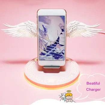 Uniwersalny led Qi Wireless Charge Dock 10W Angel Wings szybkie bezprzewodowa ładowarka do telefonu komórkowego Pro X XR 8 Plus