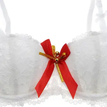 Varsbaby sexy christmas style half cup underwear push up bra set 4 szt. biustonosze+stringi+pas do pończoch+pończochy