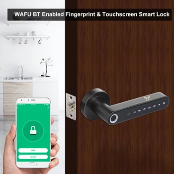WAFU WF-016 Fingerprint Door Lock Smart Bluetooth Password Handle APP Lock Unlock Keyless Entry działa z systemem iOS/Android