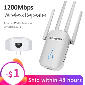 Wifi Extender Dual Band 1200Mbps Comfast CF-WR758AC High Antennas Wireless 2.4 G&5.8 G Repeater Router, Bridge Signal Amplifier