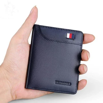 WILLIAMPOLO cienki portfel męski wysokiej jakości skórzany mini-portfel krótki pionowy pakiet kart pl296