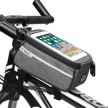 Wodoodporny MTB rowerowy przedni rurka torba 6 cali ekran dotykowy siodło telefon komórkowy torba z otworem na słuchawki, jazda na Rowerze akcesoria