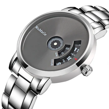 WoMaGe marka obrotowy stół mężczyzna zegarka mężczyzna zegarka mody mężczyzna zegarek luksusowe w pełni stalowe zegarek Zegarek Saat Relogio Masculino