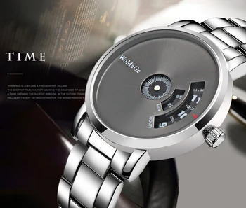 WoMaGe marka obrotowy stół mężczyzna zegarka mężczyzna zegarka mody mężczyzna zegarek luksusowe w pełni stalowe zegarek Zegarek Saat Relogio Masculino
