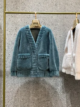 Wysoka jakość strzyżenia owiec modny płaszcz miękkie koreańskie słodkie kurtki dla kobiet 2020 ciepły wełniany płaszcz futro kurtka płaszcz Casaco Zjt425