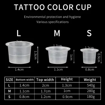 Wysokiej jakości 1000szt jednorazowe plastikowe kubki tatuaż makijaż permanentny pigment przezroczysty uchwyt pojemnika pokrywa tatuaż akcesoria