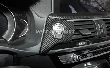 Włókna węglowego styl konsoli silnika Start / Stop przycisk Pokrywa do BMW X3 X4 G01 G02 2018-2020 dekoracji samochodu, akcesoria do samochodów wnętrze