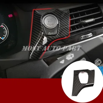 Włókna węglowego styl konsoli silnika Start / Stop przycisk Pokrywa do BMW X3 X4 G01 G02 2018-2020 dekoracji samochodu, akcesoria do samochodów wnętrze