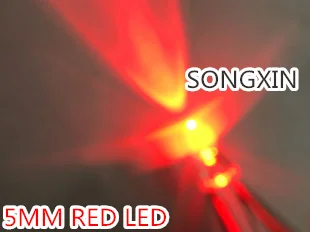 XIASONGXIN LIGHT 1000szt 5MM Red LED light emitting diode Transparent Rount LED/ F5mm Red light LED
