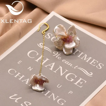 XlentAg wysokiej jakości słodkowodne white pearl asymetryczne kolczyki dla kobiet miłośników oryginalny design koreański styl kobiet GE0850