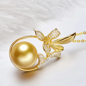 [YS] 925 srebro duży rozmiar 12-13 mm elegancki naturalny hodowane perły morza Południowego wisiorek dla kobiet wykwintne biżuteria