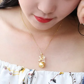 [YS] 925 srebro duży rozmiar 12-13 mm elegancki naturalny hodowane perły morza Południowego wisiorek dla kobiet wykwintne biżuteria