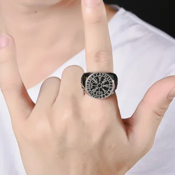 Zabytkowe pierścienie wikingów ze stali nierdzewnej dla motocyklowej imprezy penny Tauren wojownik kompas pierścienie fajne rowerzysta pierścień męskie biżuteria