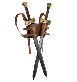 Zabytkowe średniowieczne pochwy rycerz miecz kabura podwójny pasek miecz z powrotem uchwyt czarna torba kabura na co dzień cosplay skóra