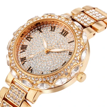 Zegarek damski Top Brand Luxury Full Diamond Ladies Clock Watch for Female Bransoleta ze stali nierdzewnej wodoodporny zegarek Kwarcowy