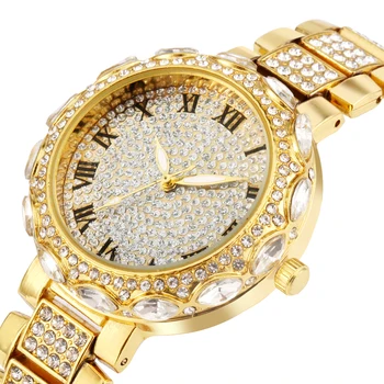 Zegarek damski Top Brand Luxury Full Diamond Ladies Clock Watch for Female Bransoleta ze stali nierdzewnej wodoodporny zegarek Kwarcowy