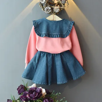 Zestawy ubrań dla dziewczyn 2020 jesień Księżniczka odzież Dziecięca elegancki sweter z haftem z długim rękawem + spodnie 2 szt./kpl. Odzież dziecięca