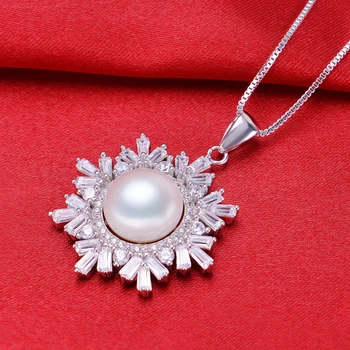 ZHBORUINI moda naszyjnik perła biżuteria naturalne słodkowodne perły wisiorek Śnieżynka 925 srebro biżuteria dla kobiet