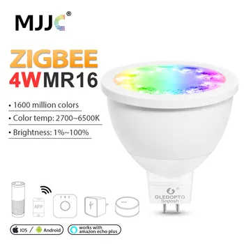 ZIGBEE MR16 LED Spotlight 4W RGBCCT LED Blub DC 12V Smart Spot Light Blub Lamp praca z ZIGBEE 3.0 Gateway Hub Amazon Echo Plus