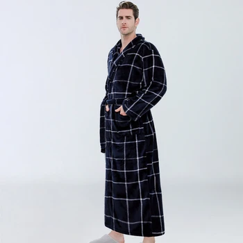 Zimowy płaszcz kąpielowy kochanka męskie flanela gęstnieje koc ciepły, długi szlafrok długi szlafrok męski szlafrok z paskiem kimono hombre piżama