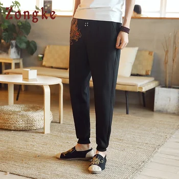 Zongke 2021 chiński smok casual spodnie Męskie spodnie hip-hop biegacze Męskie spodnie ulica japoński odzież Męska 5XL