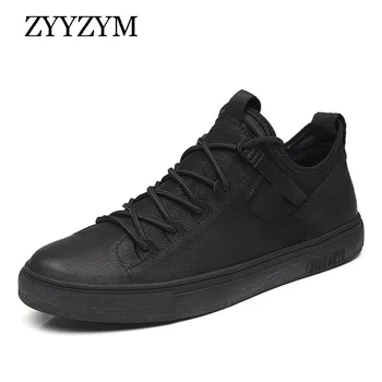 ZYYZYM buty mężczyźni Anglia styl mężczyźni obuwie skóra oddychająca moda trend czarny biały obuwie Męskie 2020 nowy wysokiej jakości