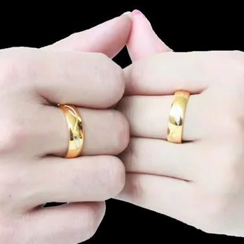 Złoto 316L stal nierdzewna Cyrkonią pierścionki dla kobiet, mężczyzn ślub para pierścień biżuteria