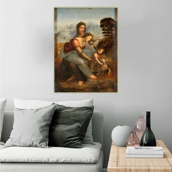 Цитон Leonardo da Vinci《Dziewica i dziecko ze Świętą Anną》płótno malarstwo olejne, grafikę, malarstwo ścienne wystrój nowoczesny ozdoba domu